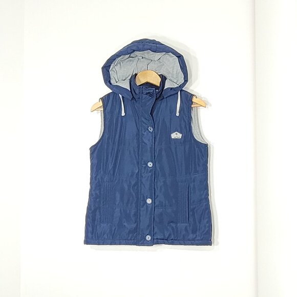 Abril Women's Blue Casual Sleeveless Button & Zipper Front Puffer Jacket Size M - Picture 2 of 13